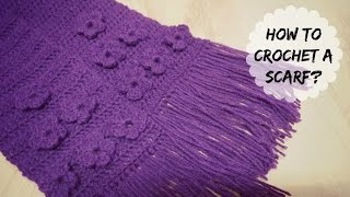 How to crochet flower stitch scarf Part  1  Crochet With Samra [upl. by Nylsirhc]