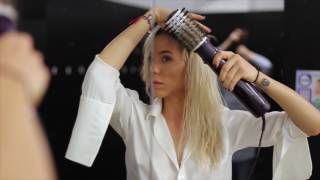 Hairdresser skills at Gym  with Babyliss BEliss rotating brush [upl. by Anaibib203]