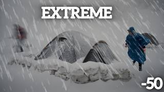 Extreme winter snow storm 50° Solo Camping 4 Days  Snowstorm Tent Inside Tent Winter Camping [upl. by Joacimah654]