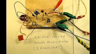 2 Transistor emitter coupled Multivibrator also for HF Circard 1975 schematicgood properties demo [upl. by Ez]