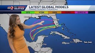 NHC monitoring disturbance in Caribbean as models agree on soggy conditions in Florida [upl. by Czarra]