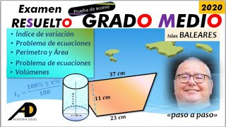 Prueba de ACCESO a GRADO MEDIO quotRESUELTOquot BALEARES 2020ACADEMIADIEGO [upl. by Aiotal150]