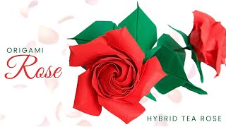 ORIGAMI Rose  Hybrid Tea Rose Pentagone Rose  Sepals  Leaf Naomiki Sato [upl. by Anitnelav161]