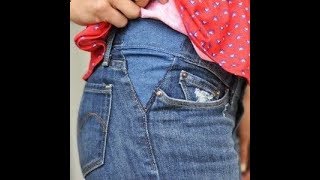 How to alter  Resize Waist In JeansDIY [upl. by Auqinimod]