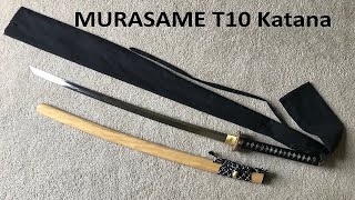 MURASAME Katana Sword Clay Tempered T10 Steel Real hamon [upl. by Nnalatsyrc]