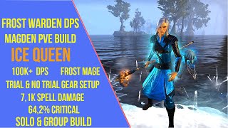 ESO Frost Warden DPS  Ice Queen  Necrom  Magicka Warden PVE Build [upl. by Elocen68]