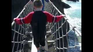 Crossing the famous scary CarrickaRede Rope Bridge Ballintoy Antrim Northern Ireland [upl. by Nerrag]