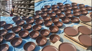 Pottery Factory  Modern Pottery Clay Work By Women  Fast amp Perfect Cookware Making [upl. by Saenihp]