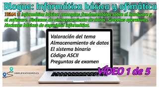 Informática básica y ofimática Tema 1 Informática básica Administrativos y Auxiliares del Estado [upl. by Nnaeilsel841]