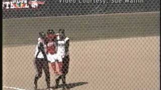 Softball player carried around bases by opponents [upl. by Ahseki]