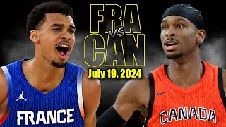 Canada vs France Full Game Highlights  2024 Olympics  July 19 2024 [upl. by Hairom]