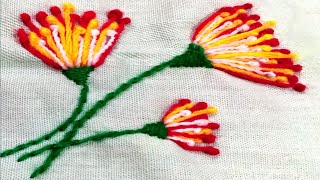 Pollan Flower Polan stitchPollan tutorial Hand embroidary embroidery vs carnation flower [upl. by Tybald]