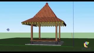 Tutorial Sketchup  Cara Membuat Gazebo Sketchup 8 [upl. by Linea]