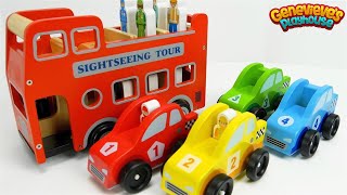 Learn Colors and Community Vehicles Names with fun Wooden Toy Cars [upl. by Anak899]