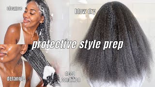 My NATURAL HAIR PROTECTIVE STYLE Prep Routine for HEALTHY HAIR GROWTH [upl. by Lise]