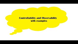 Controllability and Observability in Control System with Examples [upl. by Zamir688]