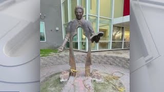 Firebaugh High School statue stolen ripped out of ground [upl. by Noizneb152]