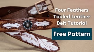 Four Feathers Tooled Leather Belt [upl. by Anitrak402]