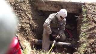 Tapping a 4 inch gas main [upl. by Atnas]