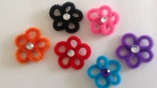 FLORES DE 5 PETALOS HECHAS CON LIMPIA PIPAS PIPE CLEANERS FLOWERS [upl. by Zondra]