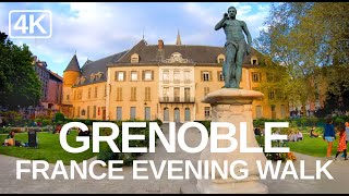 4K A Virtual Walk Around Grenoble France in the evening [upl. by Assilanna]