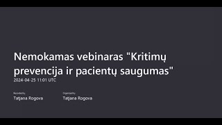 Kritimų prevencija ir pacientų saugumas  Nemokamas vebinaras [upl. by Areht518]