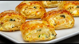 3 steps and the appetizer is ready Puff pastry rolls with cream cheese for any event [upl. by Namor934]