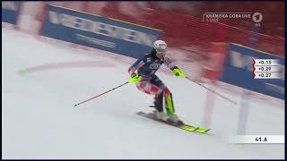 Kranjska Gora Slalom Leona Popovic Sturz im Ziel [upl. by Eldreeda]