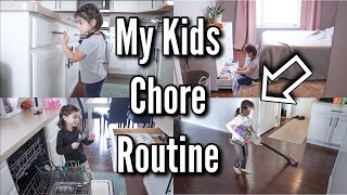 MY KIDS DO CHORES  AGE APPROPRIATE CHORES FOR 3 YEAR OLDS amp 5 YEAR OLDS [upl. by Hgielyak]