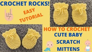 How to Crochet Easy Baby Scratch Mittens  Crochet Rocks [upl. by Volney125]