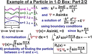 Physics  Ch 66 Ch 4 Quantum Mechanics Schrodinger Eqn 20 of 92 Particle in 1D Box Example 22 [upl. by Randolf]