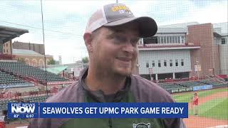 Seawolves Prepare UPMC Park Before Tonights Game [upl. by Aryam]