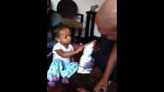 1 year old baby cusses her father out in baby talk Hilarious Baby Tyce [upl. by Lyrret476]