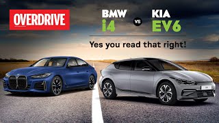 BMW i4 vs Kia EV6  Price specs range features battery size compared  OVERDRIVE [upl. by Ettelrats]