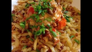 Ich koche heute Krosse Spätzle mit ChiliTomatenSahneSauce Rezept [upl. by Abehshtab]