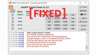 XAMPP Error MySQL shutdown unexpectedly [upl. by Zavras]