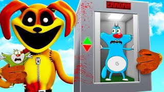 Roblox Oggy Trapped In Scary Elevator With Day Dog Of Smiling Critters [upl. by Justin]