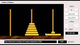 Tower of Hanoi 8 Discs Optimal [upl. by Romney]