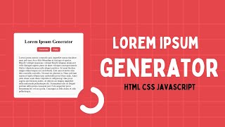 Lorem ipsum generator using API  JavaScript  HTML  CSS [upl. by Ahsinahs712]