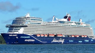 Mein Schiff 7 cruise ship leaving Meyer Turku shipyard 1162024  Tui Cruises Mein Schiff 7 [upl. by Adabel782]