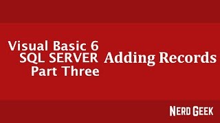 Visual Basic 6 to SQL Server Part 2  Add Record [upl. by Kingsly437]