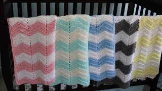 غطاء او فرش البيبي بالكروشيه crochet chevron baby blanket [upl. by Salmon320]