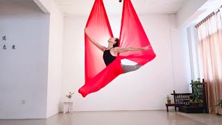 Aerial yoga aerial flow 空中瑜伽 空瑜花式流 踩布篇 劈腿系列 之 龙飞 凤舞 [upl. by Harlamert]