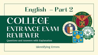 College Entrance Exam Reviewer ENGLISH  PART 2 UPCAT ACET SASE USTET PUPCET DCAT 2023 [upl. by Froh]