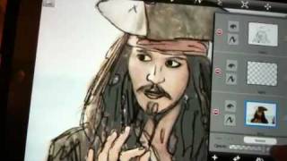 iPad photo tracing  Captain Jack Sparrow [upl. by Tillford114]