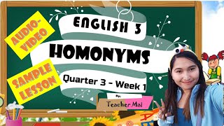 DEMO TEACHING IN GRADE 3 AudioVideo Lesson Sample using FILMORA X HOMONYMS QUARTER 3 WEEK 1 [upl. by Aisac]