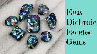 Creating Faux Dichroic Glass Gemstones Cabochons For Jewelry Making DIY UV Resin Tutorial [upl. by Bette505]