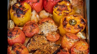 Gemista Greek Stuffed Tomatoes amp Peppers Classic Comfort Food [upl. by Eelatan]