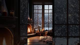 Cozy Cabin Ambience Fireplace at Snowy Weather relax snowstorm cozywinterambience snowstorm [upl. by Jarietta749]