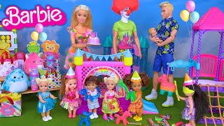 Barbie amp Ken Doll Family Toddler Birthday Party Story [upl. by Alyel]